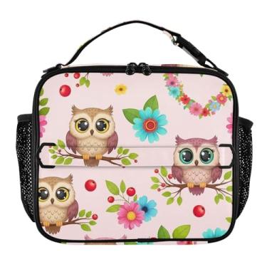 Imagem de Joisal Lancheira rosa de corujas fofas para mulheres, meninas, lancheira masculina e infantil, lancheira para trabalho, bolsa térmica para meninos