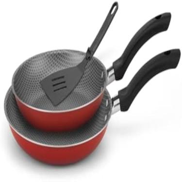 Imagem de Frigideira antiaderente para cozinhar ovos e carnes, com borda rasa, eficiente