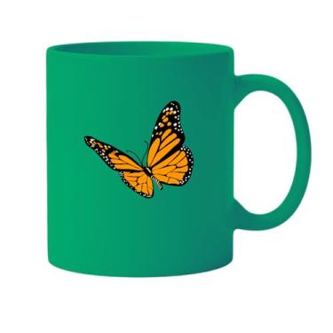 Imagem de Caneca Branca com Borboleta Monarca, Design Laranja e Preto, Cerâmica (3, Verde, Grande)