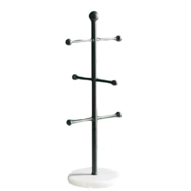 Imagem de LNQKJXIIA Boutiques US Árvore de caneca de metal com 6 ganchos, suporte de copo de ferro revestido de nano-ouro resistente à ferrugem para escorredor de pratos de cozinha (preto)