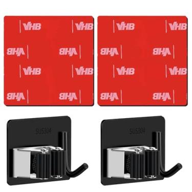 Imagem de HNWXBSM Pacote com 2 suportes de vassoura de aço inoxidável com ganchos, organizador de vassoura e esfregão SUS304, suporte de parede resistente para banheiro, cozinha, escritório, jardim, garagem