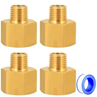 Imagem de 1/2 polegada fêmea x 1/4 macho NPT redutor latão sextavado tubos adaptadores conectores de extensão (4 peças, 1/5.1 cm x 1/10.2 cm NPT)