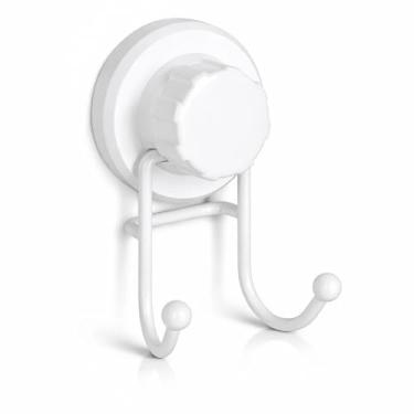 Imagem de HASKO Gancho de ventosa para chuveiro, gancho de toalha de banheiro de aço inoxidável, organizador para toalha, roupão e bucha, inclui suporte adesivo opcional sem broca para chuveiro interno, branco