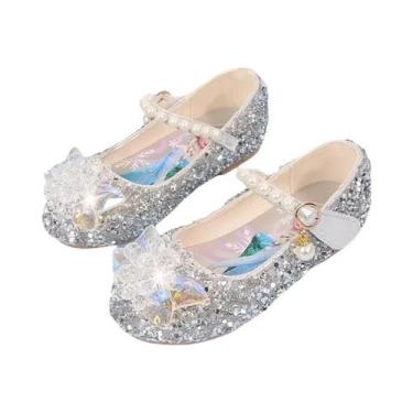 Imagem de Disney princesa elsa sapatos para meninas, sola macia, cristal, brilha