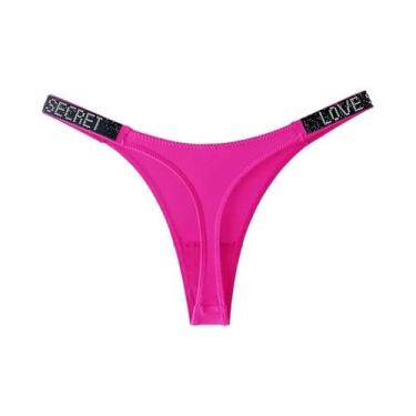 Imagem de Calcinha Tanga De Baixa Cintura Com Letras Em Strass Para Mulheres Sex