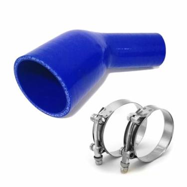 Imagem de AotoKoop ID 1,5 a 6,3 cm (38 mm a 63 mm) redutor de silicone de cotovelo de 45 graus, comprimento da perna 4" (102 mm), parede reforçada com 4 camadas 0,2" (5 mm), com grampos de parafuso em T, 2