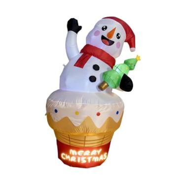 Imagem de Sclmgo Boneco de Neve Inflável de Natal, Decoração de Jardim em Poliéster Ao Vento, Iluminação LED, Adereço Inovador Ideal para Festas de Natal E
