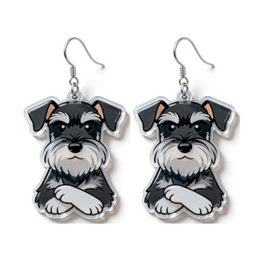 Imagem de OSCCI Adoráveis brincos de acrílico para filhotes de cachorro – Ganchos de liga durável, com tema de animal de estimação fofos, ótimos para roupas casuais e de festa, Acrílico, Sem pedra preciosa