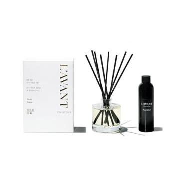 Imagem de L'Avant Collective Difusor de palheta Fresh Linen – Fragrância doméstica premium com óleos essenciais, difusor perfumado de longa duração para quarto, banheiro e sala de estar – Difusor de óleo