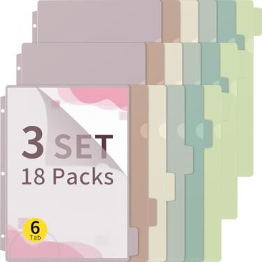 Imagem de Kosiz Pacote com 24 bolsos transparentes para projetos de pasta de documentos, aba cortada em 1/6, mangas de plástico com 3 furos para papel tamanho carta (cor morandi)