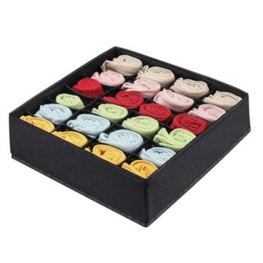 Imagem de Organizador Dobrável 24 Compartimentos para Roupas Íntimas Meias Cuecas Calcinhas Lingerie Armários Gavetas(Preto)