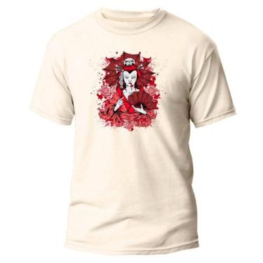 Imagem de Camiseta Básica Algodão Premium Estampa Digital Gueixa Skele - Pavesi,