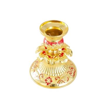 Imagem de RZRHMUHN Castiçais ortodoxos castiçais cônicos, suporte de castiçal de ouro de liga de zinco, peça central decorativa moderna vintage para mesa de cornija de casamento, presente de inauguração de casa