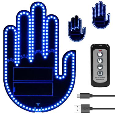 Imagem de DIBMS Luz de gestos manuais com porta USB com controle remoto, luz de LED divertida com luz de sinalização para janela traseira do carro, caminhão, azul off-road