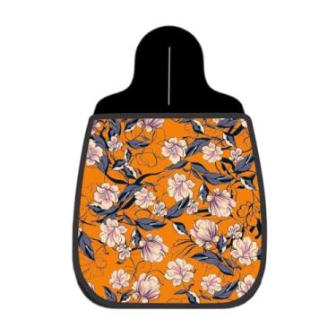 Imagem de Lixeira De Carro Organizador Lixinhocar Flor Contorno Roxo Fundo Laranja