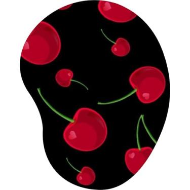Imagem de Mouse Pad Ergonômico Gota Cerejas Vermelhas Fundo Preto