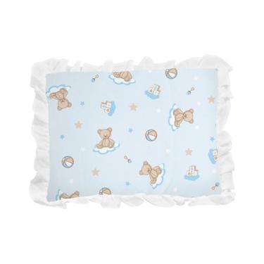 Imagem de Travesseiro Estampado com Babado para Bebê 28cmx35cm Bublim, Urso Brin