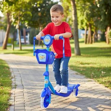 Imagem de Patinete Infantil 3 Rodas com Led Som e Cesta Menino Menina - Kktoys