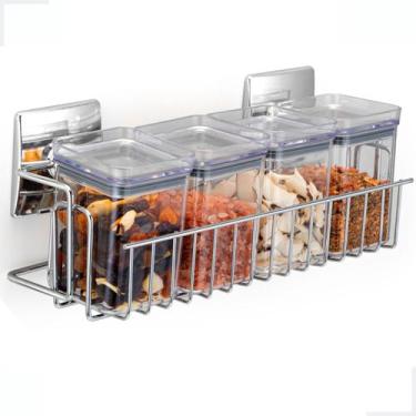 Imagem de Porta Temperos Herméticos Condimento Cozinha Para Parede com Fita Ades