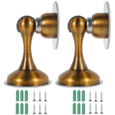 Imagem de MABCIRY 2 peças de batente magnético de porta, trava magnética de aço inoxidável, suporte de porta à prova de ferrugem mantém a porta aberta, parada de porta de montagem adesiva/parafuso para