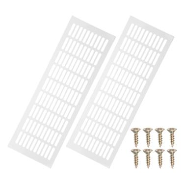 Imagem de PATIKIL 2 peças de tampa de ventilação de porta 45,7 x 15,2 cm, capa de ventilação de grade de alumínio com parafusos de montagem para porta de teto de armário de guarda-roupa, branco