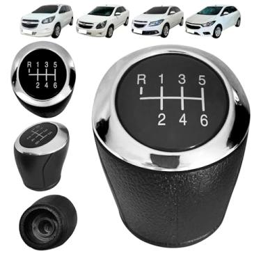 Imagem de Bola Manopla de Câmbio Onix Prisma Spin Cobalt 2015 a 2019 Preta Lente Preta Aro Cromado 6 marchas