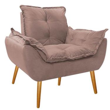 Imagem de Poltrona Opala Palito Mel Suede Rosê - Doce Sonho Móveis