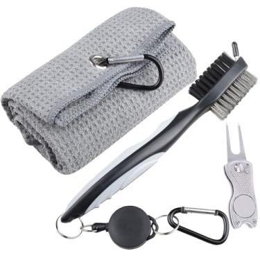 Imagem de Toalha de Golfe Microfibra com Padrão Waffle Kit Ferramentas Pincel Limpador Sulcos do Taco Ferramenta Reparo Divote Acessórios