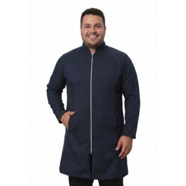 Imagem de Jaleco Masculino Azul com Zíper Viena Plus Size - gradenia jalecos, G2