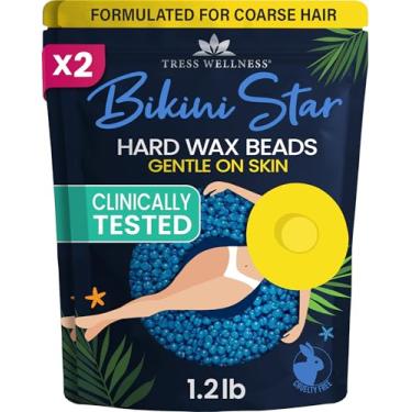 Imagem de Tress Wellness Contas de cera – Seguras para a pele – Testado dermatologicamente – Kit caseiro para biquíni, brasileiro e de corpo inteiro – Bikini Star 2 x 500 kg, pacote com 2