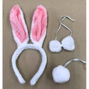 Imagem de Kit Tiara Coelho Pelúcia Fantasia Cosplay Orelha Rabinho Gravata - TOP