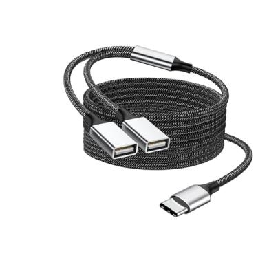 Imagem de Fidioto Divisor de cabo USB C para USB duplo de 2 m, adaptador tipo C para dois tipos A para laptop, tablet, telefone, unidade de disco flash, consoles de jogos