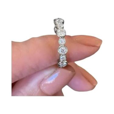 Imagem de Anel Feminino De Prata E Ouro Com Zircônia Cúbica Redonda, Joia De Lux