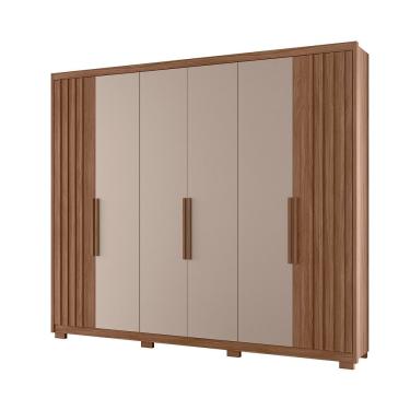 Imagem de Guarda Roupa Grande Quarto Casal Araguaia 6 Portas 4 Gavetas Carvalho Com Fendi