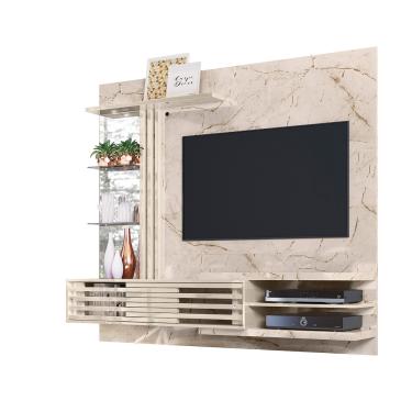 Imagem de Painel TV 55 Pol 182cm Bancada Suspensa para Sala Romelli Calacata/Off White M20 - D'Rossi
