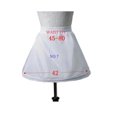 Imagem de Saia Infantil Branca A-Line Com 3 Aros E Renda Para Vestido De Dama De