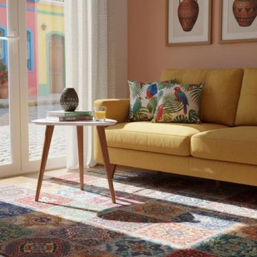 Imagem de Mesa Lateral Triangular 51cm Utopia Sala Estar Retrô Apoio - Província