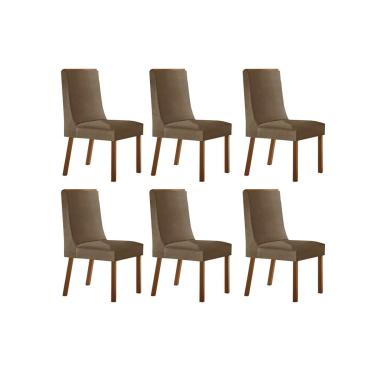 Imagem de Cadeira de Cozinha Dakota Kit 6 Un Naturalle/Suede Capuccino - Rufato
