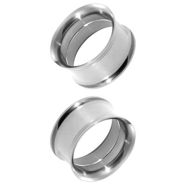 Imagem de XIMAX 2 peças de calibre de orelha de aço cirúrgico, túneis de orelha, acabamento espelhado, alargador duplo, alargador, alargador, brincos para orelhas, piercing corporal, joia 6 g