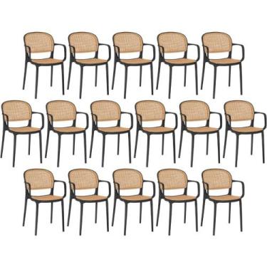 Imagem de Kit 16 Cadeiras de Jantar Roma Prática com Braços para Sala e Cozinha 