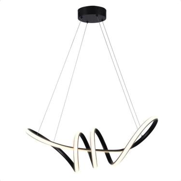 Imagem de Pendente Led Moderno Taschibra Loop 38w Luz Quente 3000k Bivolt Preto