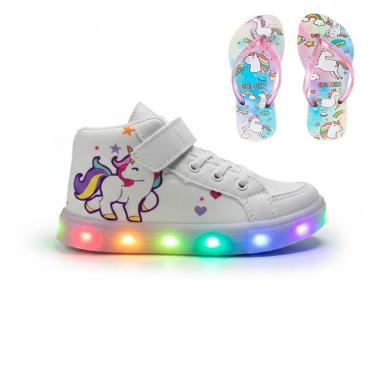 Imagem de Tenis Infantil De Led Botinha Unicornio Meninas Feminino Chinelo-Feminino