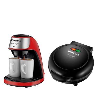 Imagem de Kit Mondial Cafeteira 2 Xícaras Smart Coffee + Omeleteira Elétrica Easy Omelet Antiaderente 800W