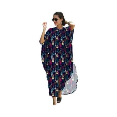 Imagem de Vestido Kaftan De Praia Com Botões Para Mulheres plus Size, Saída De P