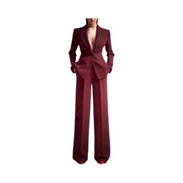 Imagem de Conjunto De Terno Feminino Slim Fit Com Um Botão Para Escritório, Blaz