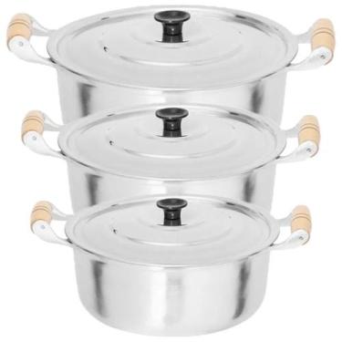 Imagem de Conjunto Panelas Grande Alumínio Fundido Grosso 30 32 34 Cm - OkayShop