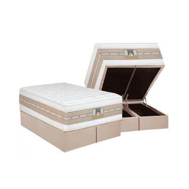 Imagem de Cama Box Baú King: Colchão Molas Pocket Ensacadas Castor Silver Star Air Double + Base Crc Suede Clean (193x203)