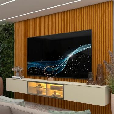 Imagem de Estante para Tv 84 Polegadas 100% Mdf com Led 220cm Supremo/luminare Naturale/Off White