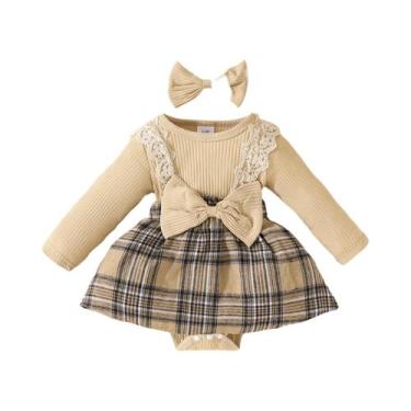 Imagem de Macacão Xadrez De Manga Comprida Para Bebês Meninas, Outono Inverno, F
