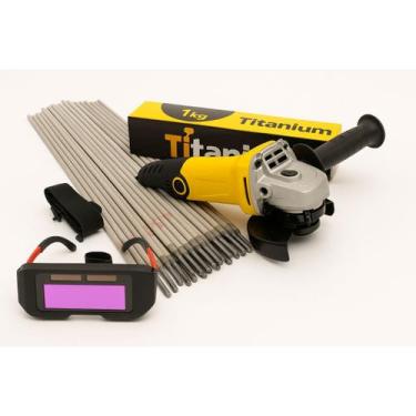 Imagem de Kit Esmerilhadeira Angular 650W 127V Eletrodo 6013 2,5MM 1KG Óculos de